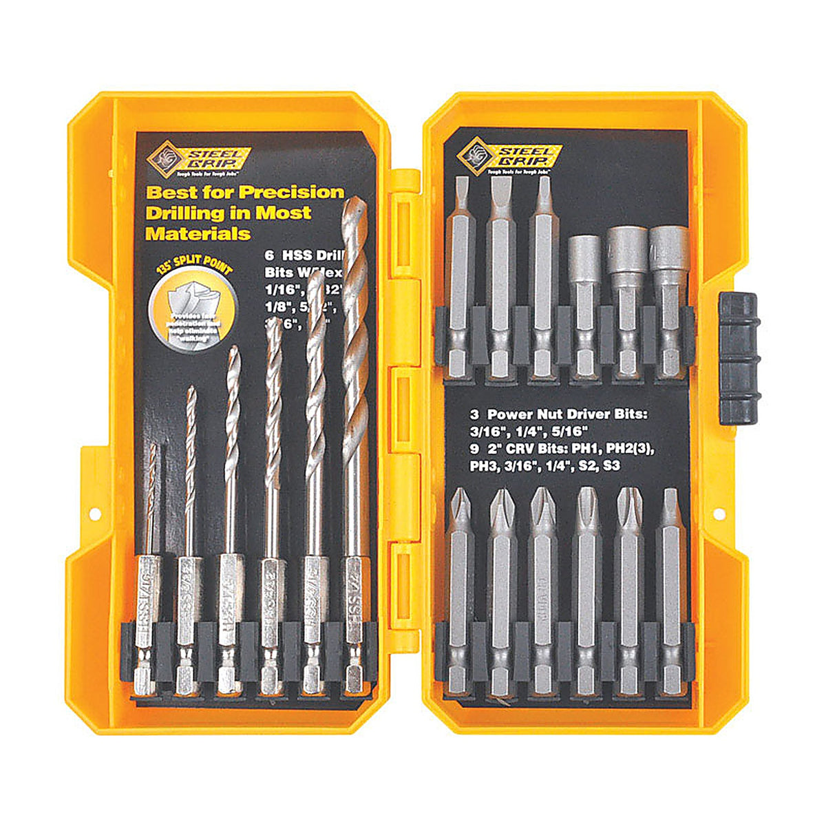 Steel Grip DR62514A High Speed Steel Drill and Driver Bit Set 18/pc.