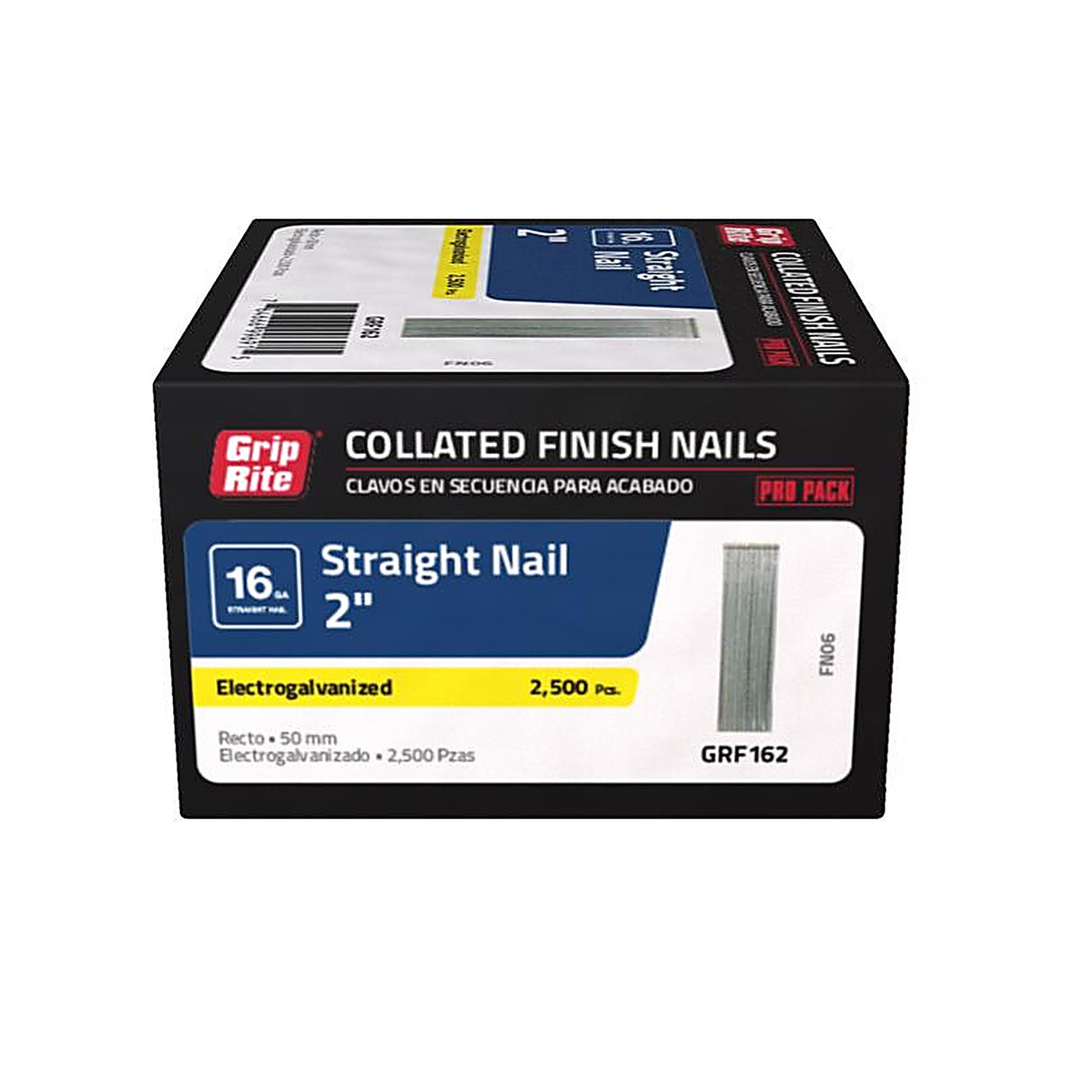 Grip-Rite GRF162 2 in. 16 Ga. Straight Strip Finish Nails Smooth Shank 2500/Pack