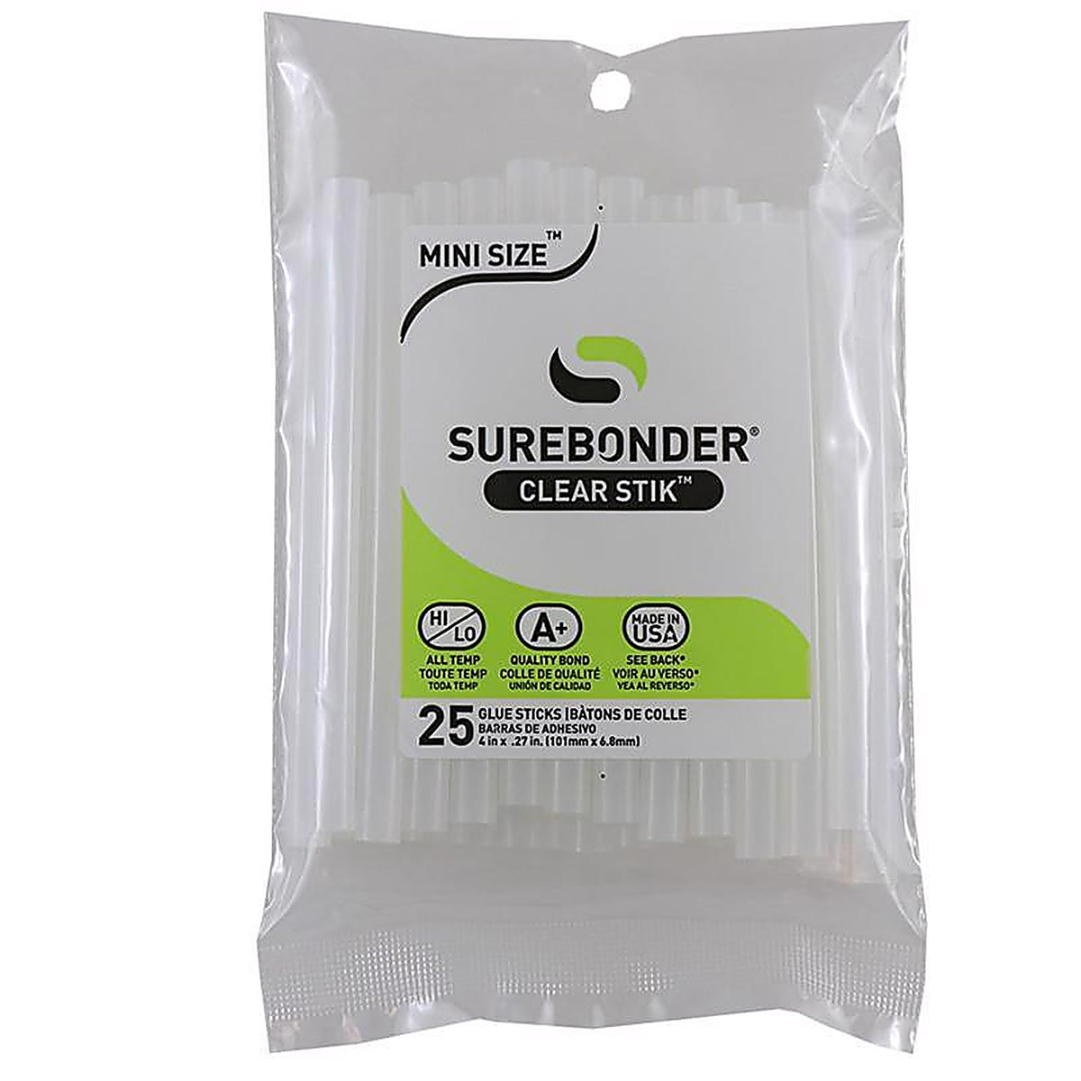 Surebonder DT-25 .27 in. Dia. x 4 in. L All Purpose Mini Glue Sticks Clear 25/Pack