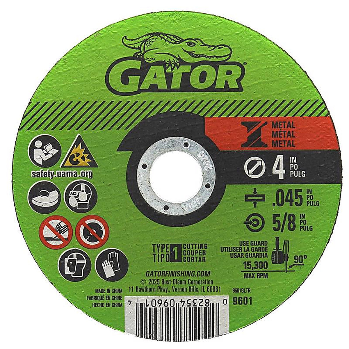 Gator 9601 4 in. Dia. x 5/8 in. Aluminum Oxide Cut-Off Wheel 1/pc.