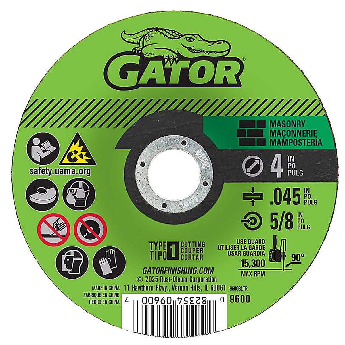 Gator 9600 4 in. Dia. x 5/8 in. Aluminum Oxide Masonry Cut-Off Blade 1/pc.