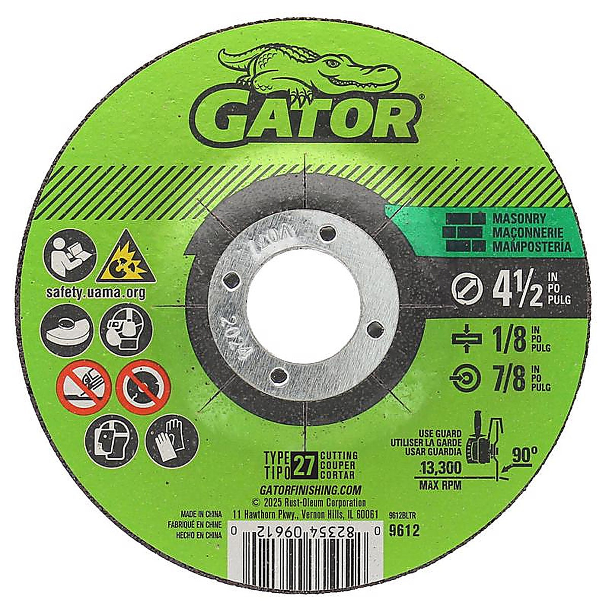 Gator 9612 4-1/2 in. Dia. x 1/8 in. thick x 5/8 in. Masonry Grinding Wheel 1/pc.