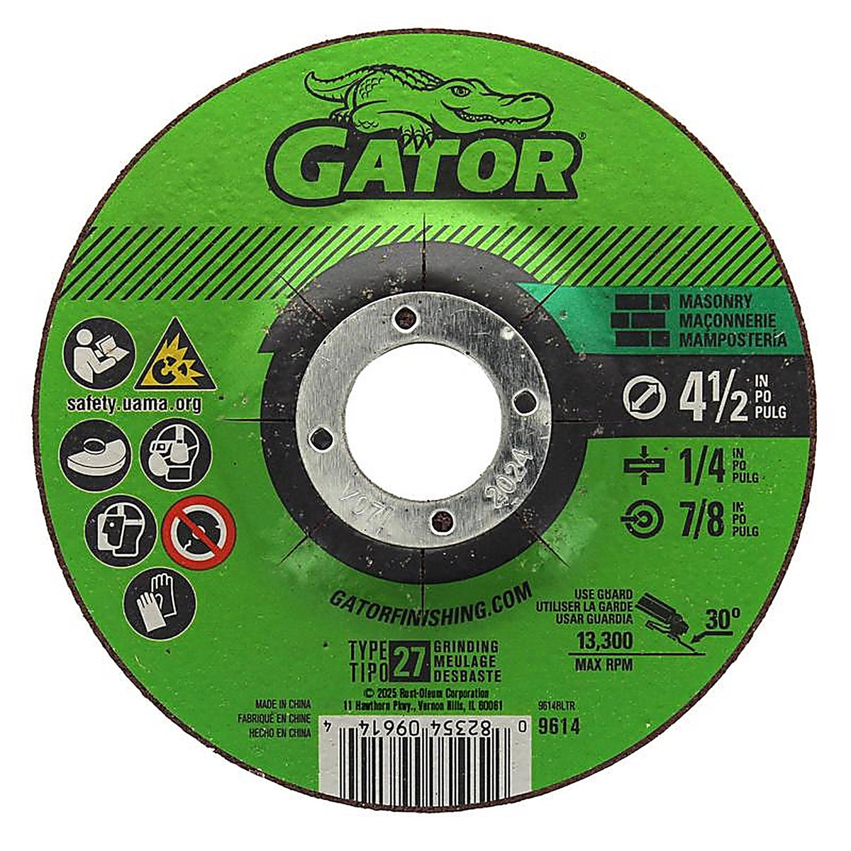 Gator 9614 4-1/2 in. Dia. x 1/4 in. thick x 7/8 in. Masonry Grinding Wheel 1/pc.