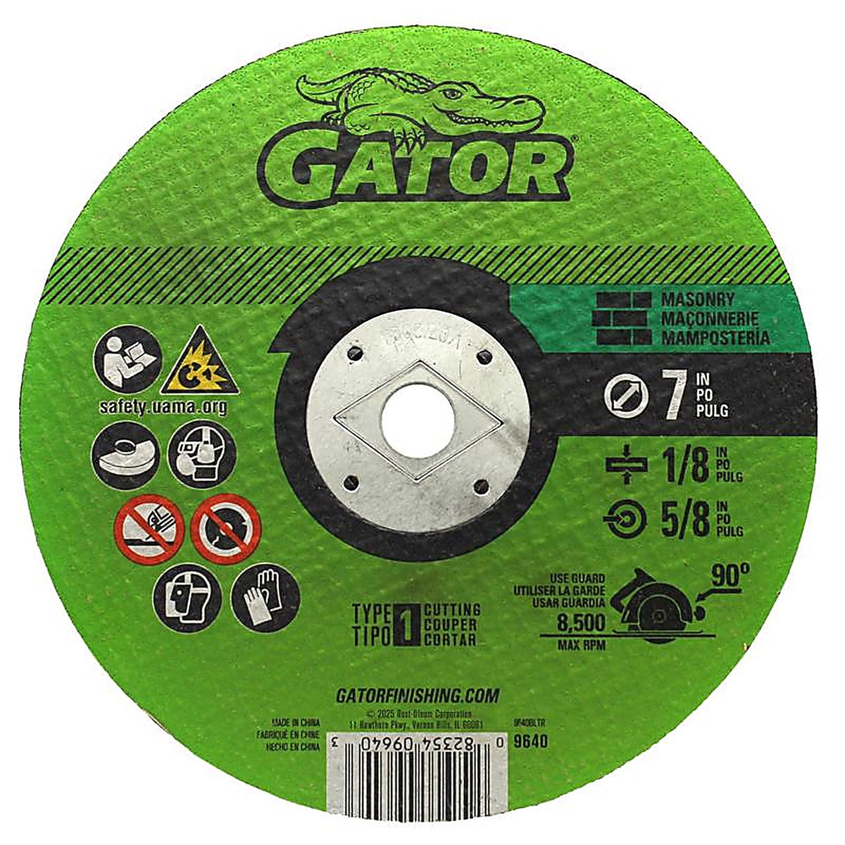 Gator 9640 7 in. Dia. x 5/8 in. Aluminum Oxide Masonry Cut-Off Blade 1/pc.