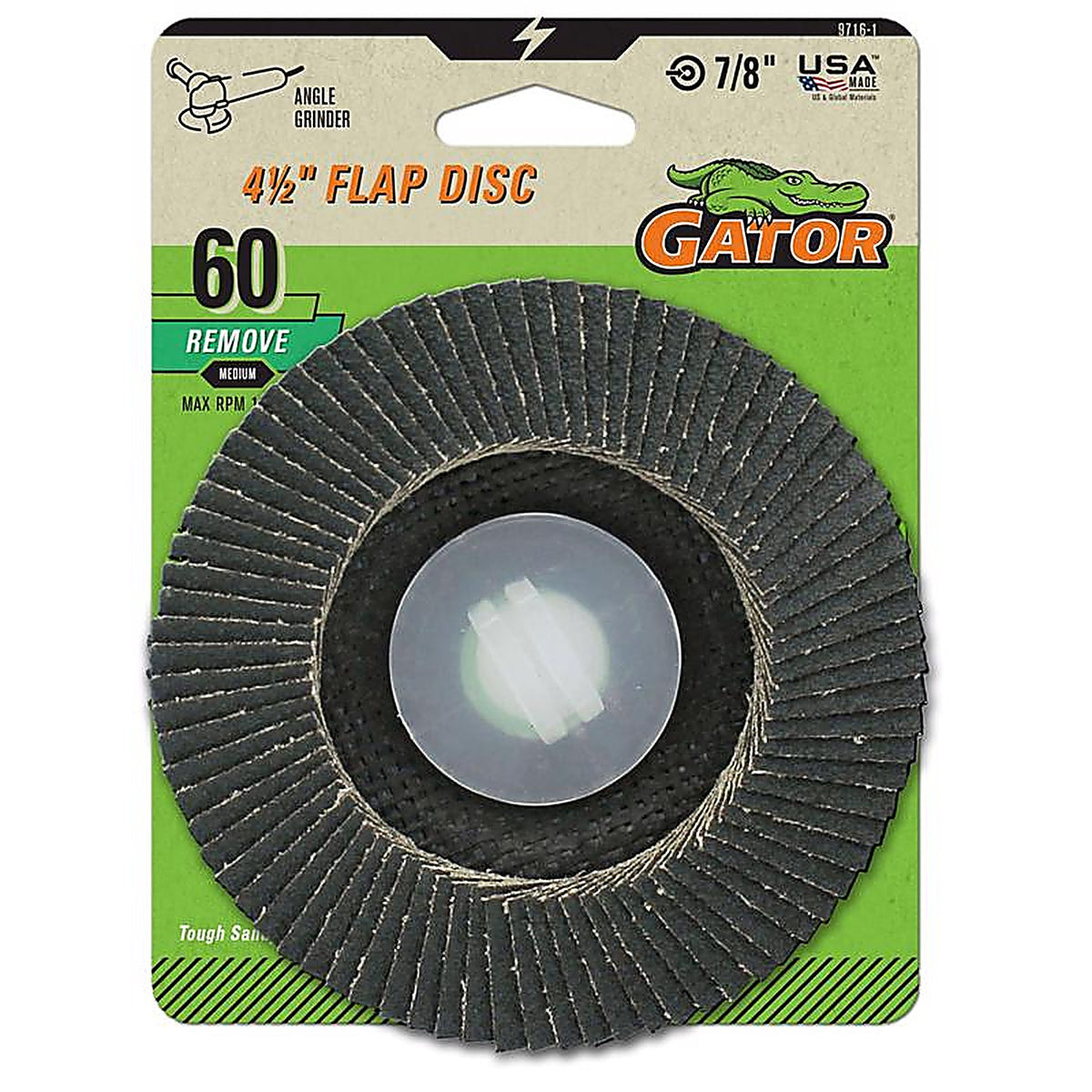 Gator 9716 4-1/2 in. Dia. x 7/8 in. Zirconia Aluminum Oxide Flap Disc 60 Grit 1/Pack