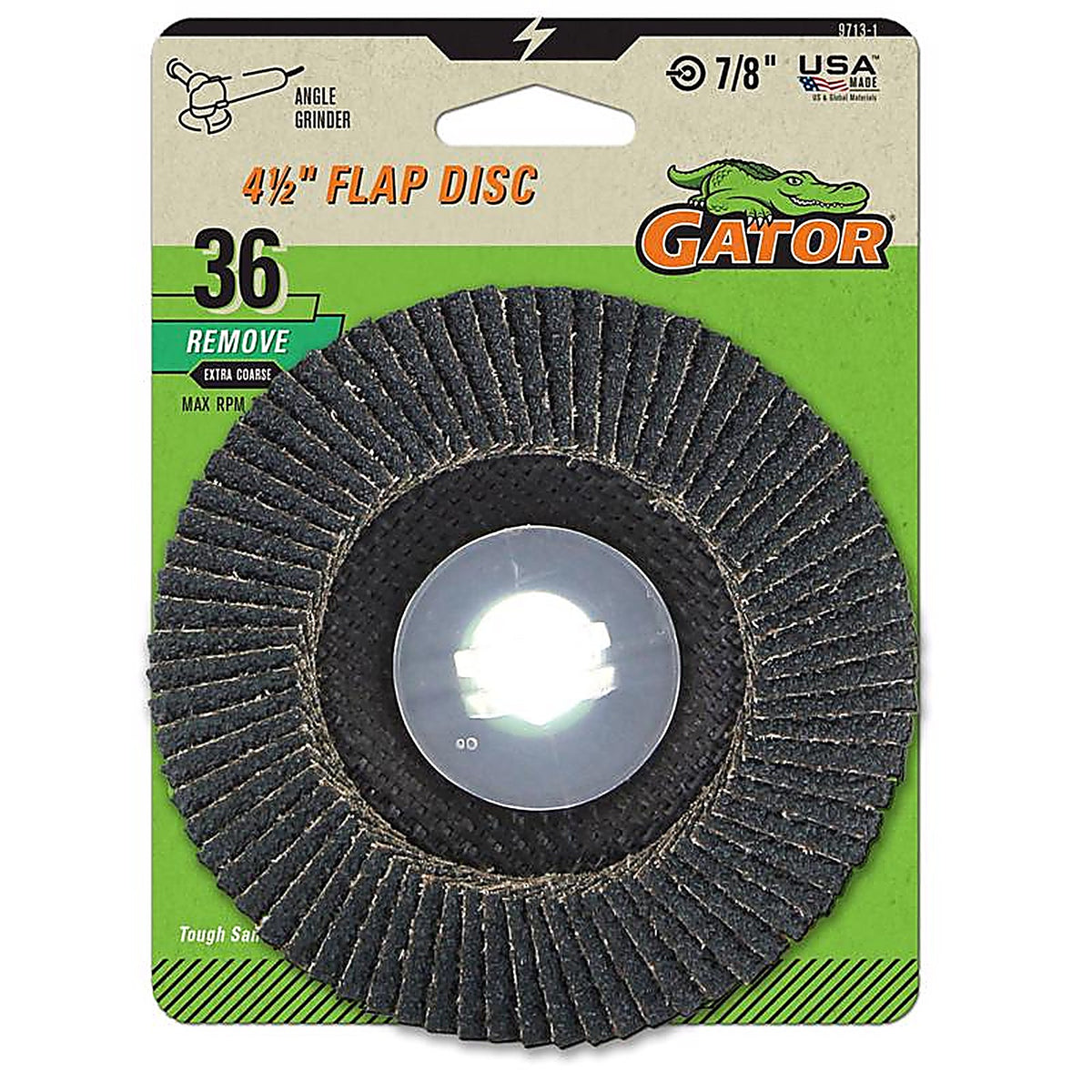 Gator 9713 4-1/2 in. Dia. x 7/8 in. Zirconia Aluminum Oxide Flap Disc 36 Grit 1/Pack