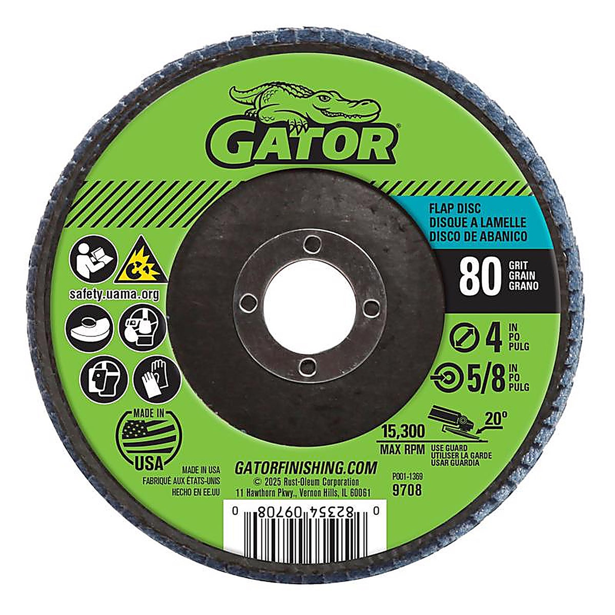 Gator 9708 4 in. Dia. x 5/8 in. Aluminum Oxide Flap Disc 80 Grit 1/Pack