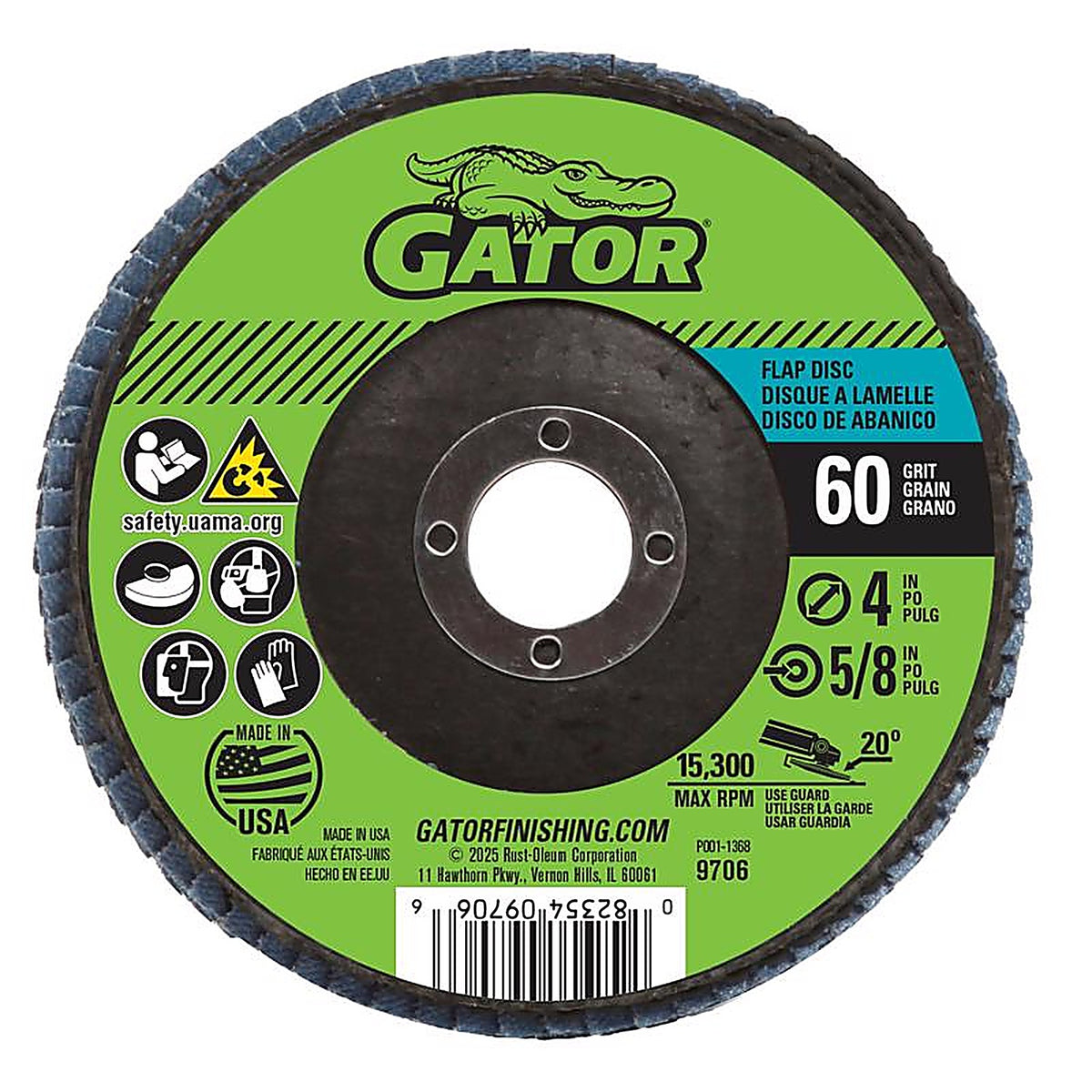 Gator 9706 4 in. Dia. x 5/8 in. Aluminum Oxide Flap Disc 60 Grit 1/Pack
