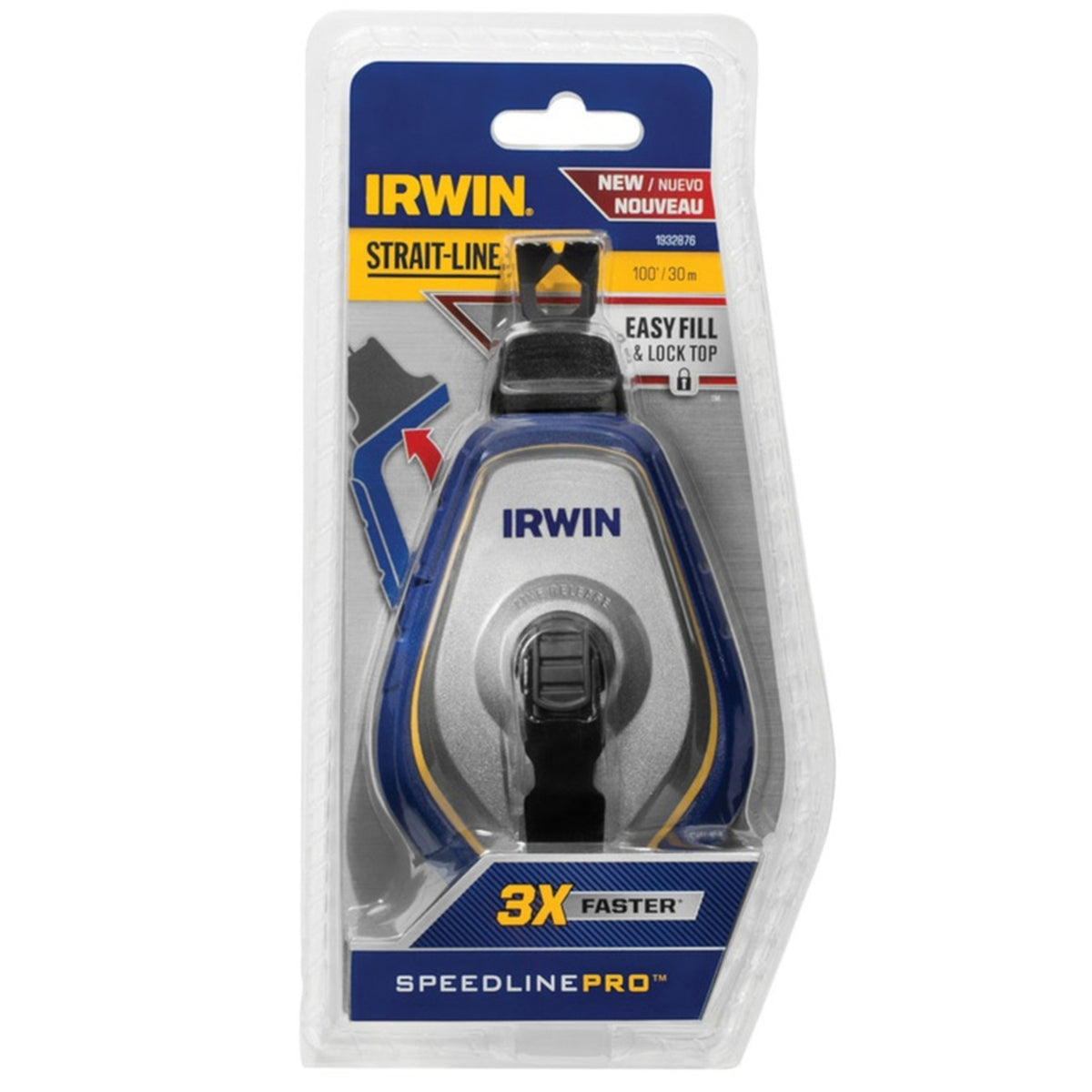 Irwin 1932876 Speed-Line Pro Blue Braided Chalk Line Reel 100 ft.