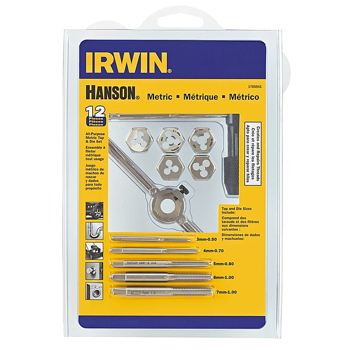 Irwin 1765541 Hanson High Carbon Steel Metric Tap and Die Set 3mm-7mm 12/pc.