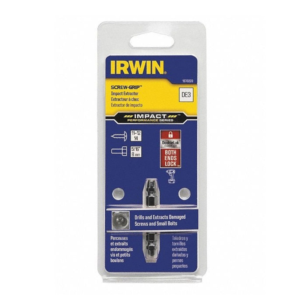Irwin 1876223 Impact SCREW-GRIP .13 in. M2 High Speed Steel Double-Ended Screw Extractor 2 in. 1/pc.