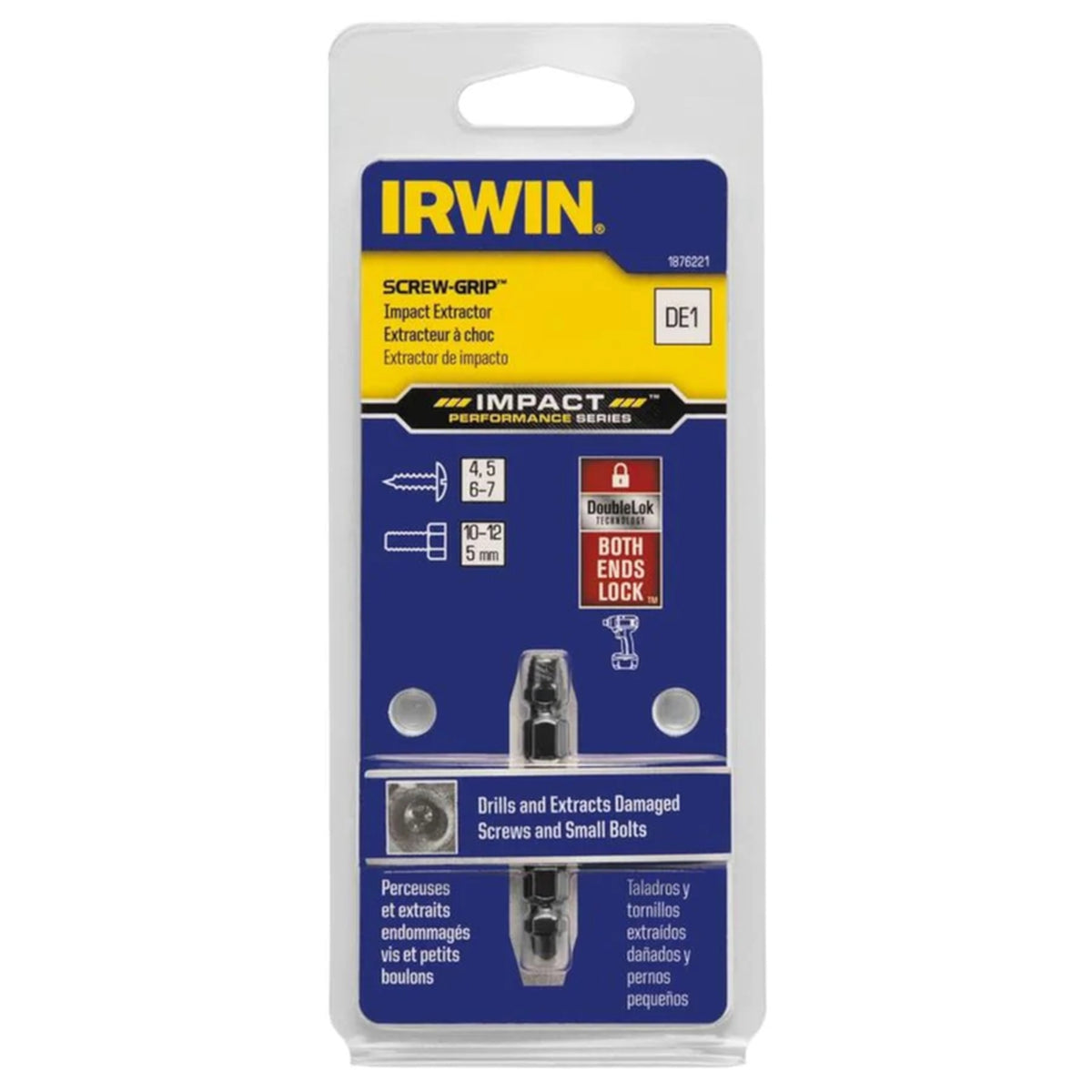Irwin 1876221 Impact SCREW-GRIP .15 in. M2 High Speed Steel Double-Ended Screw Extractor 2 in. 1/pc.