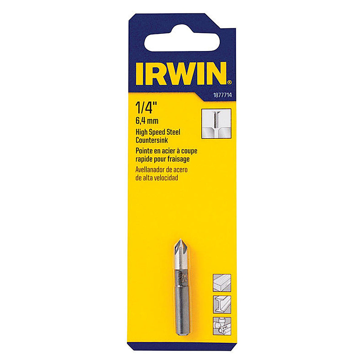 Irwin 1877714 1/4 in. Dia. High Speed Steel Countersink 1/pc.