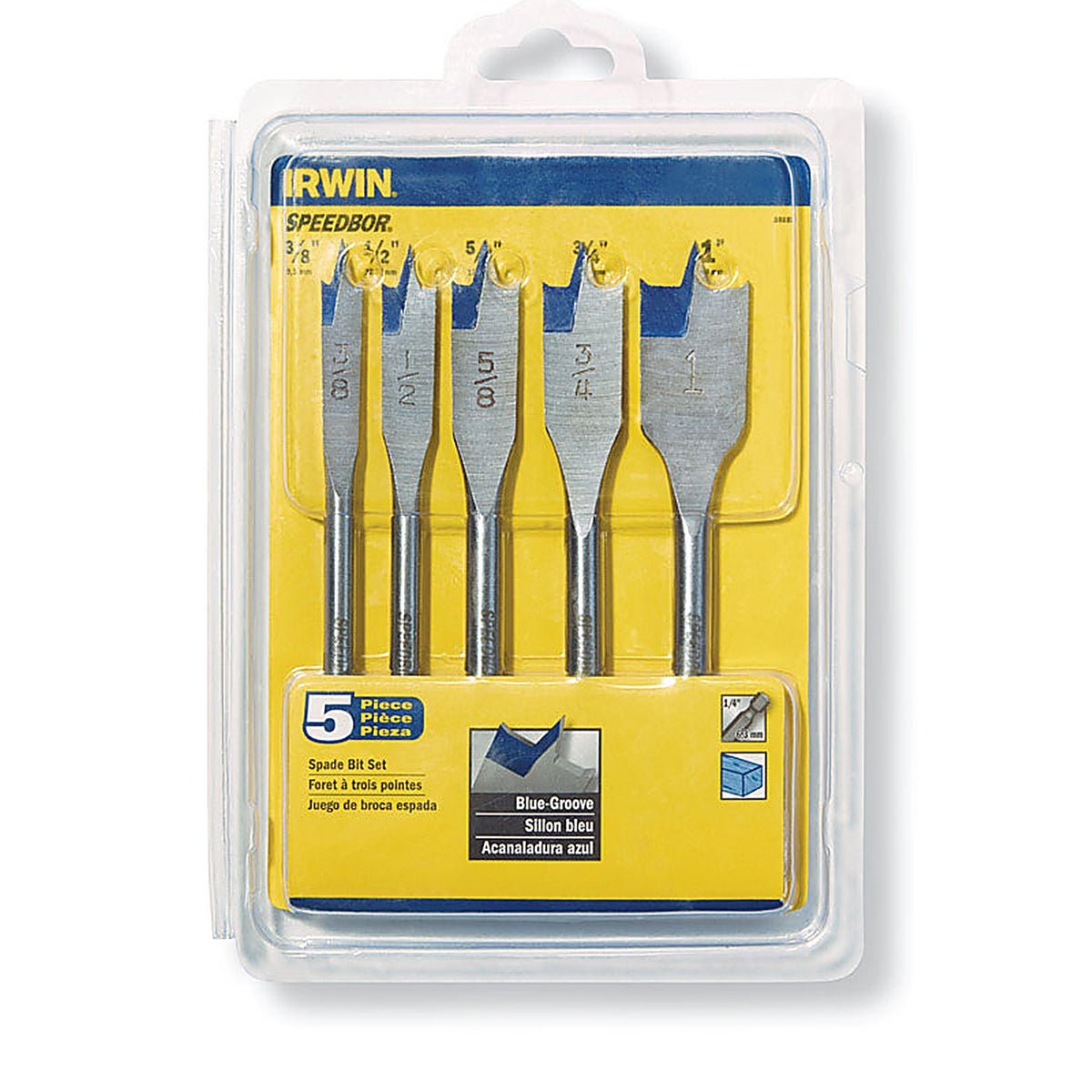 Irwin 88885 Speedbor Carbon Steel Spade Bit Set 5/pc.