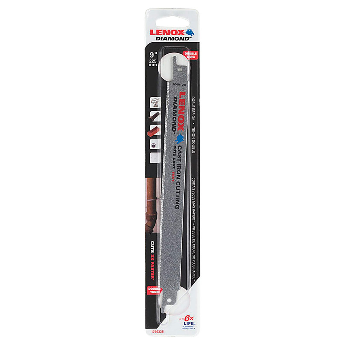 Lenox 1766338 Double Tang 9 in. Diamond Grit Reciprocating Saw Blade Multi TPI 1/Pack