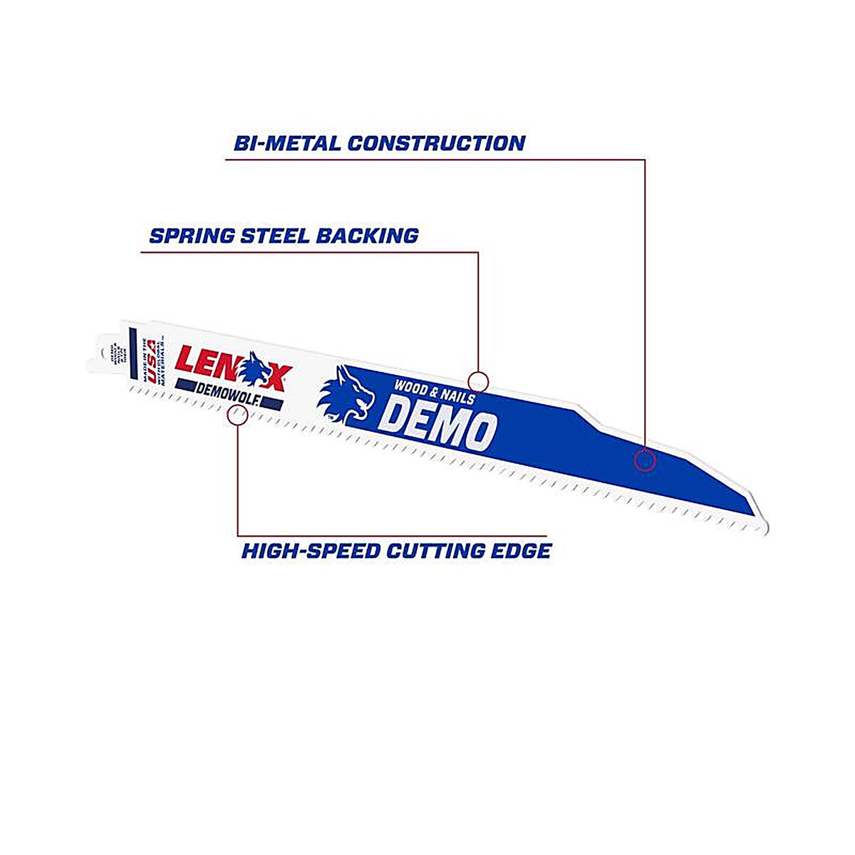 Lenox 20373106R5 12 in. Bi-Metal Reciprocating Saw Blade 6 TPI 5/Pack