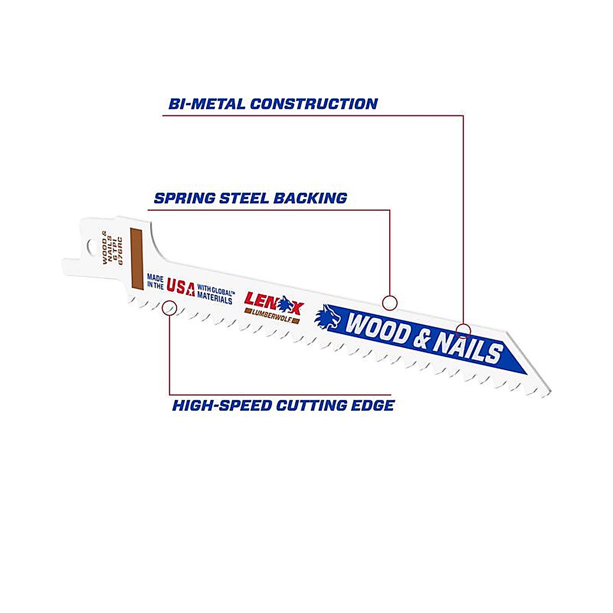 Lenox 20556676RC 6 in. Bi-Metal Reciprocating Saw Blade 6 TPI 5/Pack
