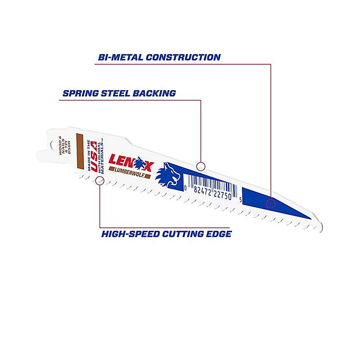 Lenox 22750OSB656R 6 in. Bi-Metal Reciprocating Saw Blade 6 TPI 1/Pack