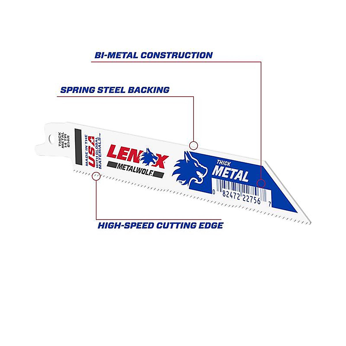 Lenox 22756OSB614R 6 in. Bi-Metal Reciprocating Saw Blade 14 TPI 1/Pack