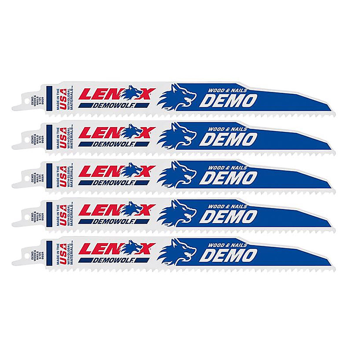 Lenox 20371966R5 9 in. Bi-Metal Reciprocating Saw Blade 6 TPI 5/Pack