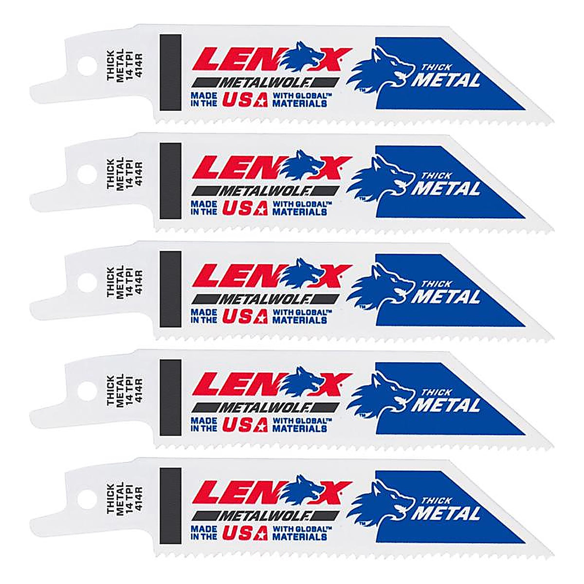 Lenox 20550414R 4 in. Bi-Metal Reciprocating Saw Blade 14 TPI 5/Pack