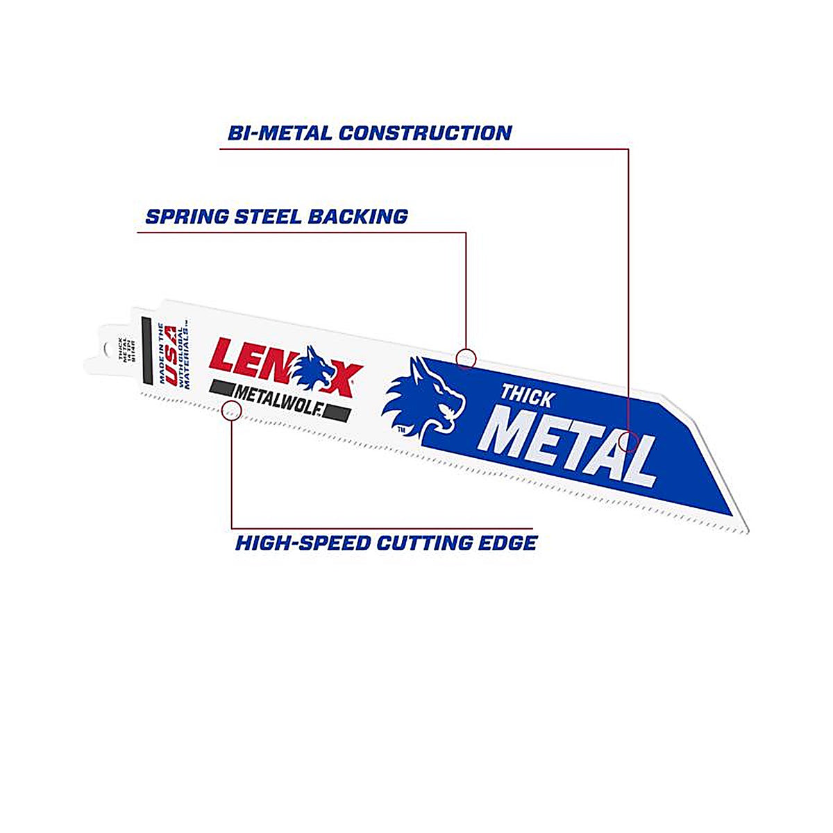 Lenox 201789114R Lazer 9 in. Bi-Metal Reciprocating Saw Blade 14 TPI 5/Pack