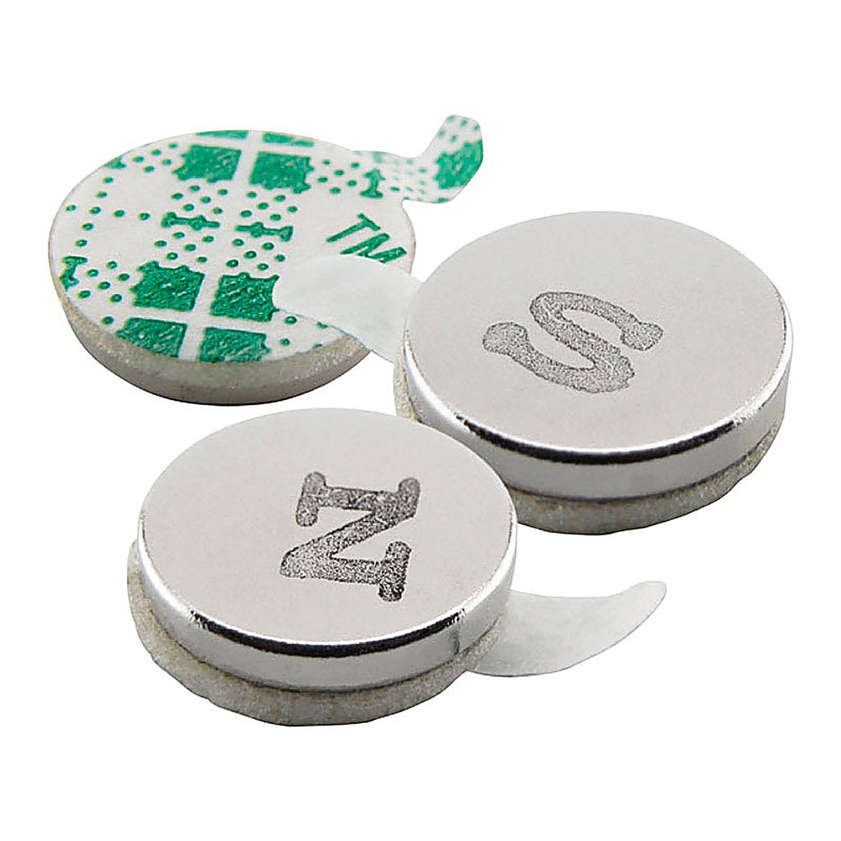 Master Magnetics 7526 0.375 in. Neodymium Disc Magnets with Adhesive 1.68 lb. pull 35 MGOe Silver 12/pc.