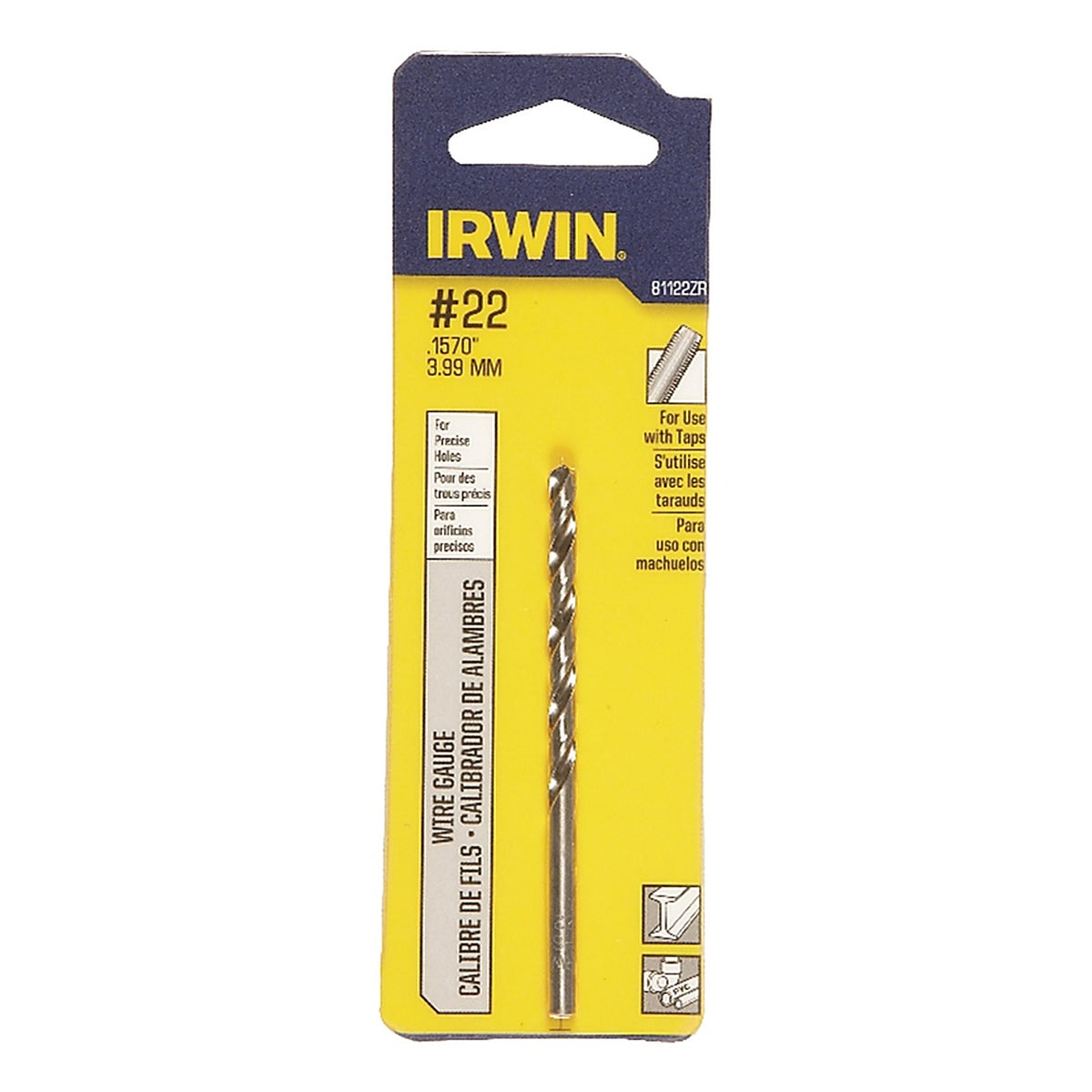 Irwin 81122ZR 2 in. x 3-1/8 in. L High Speed Steel Wire Gauge Bit 1/pc.
