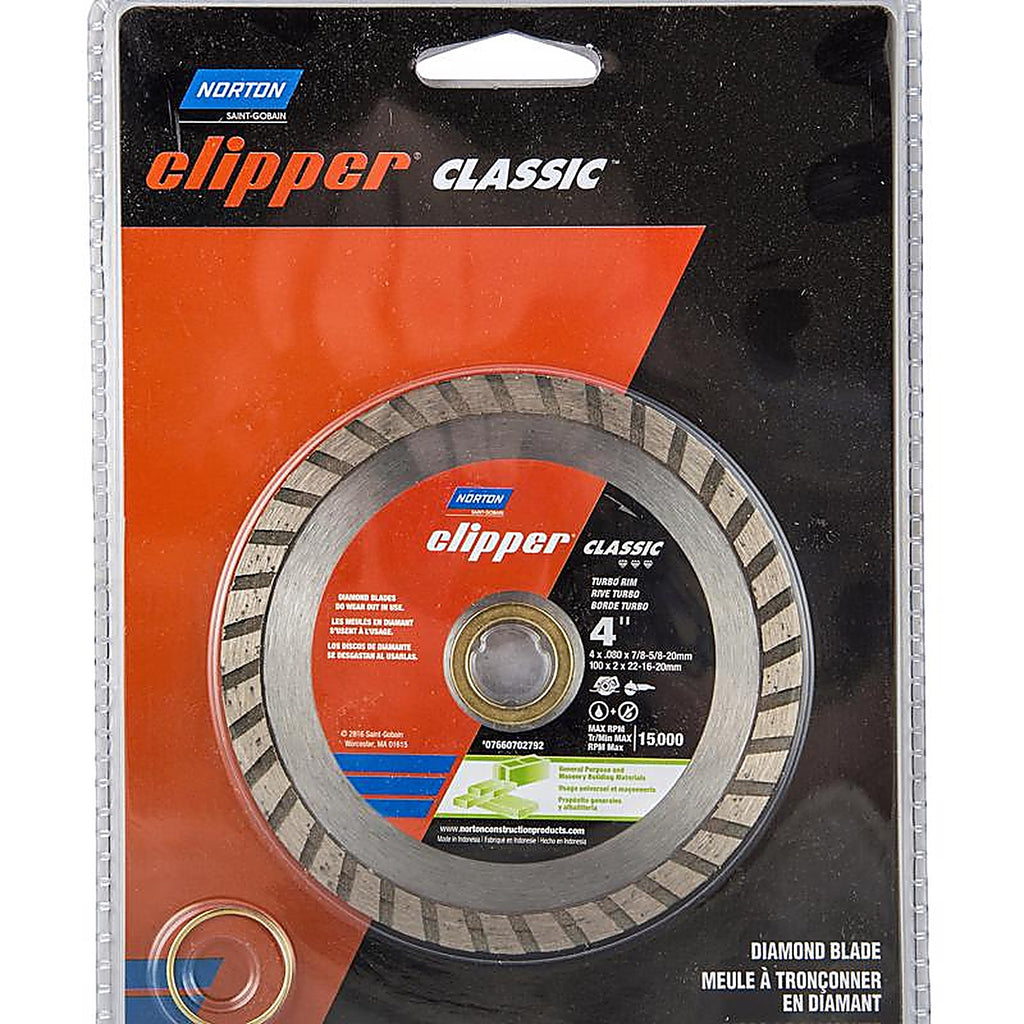 Norton 7660702792 Classic 4 Dia. x 5/8 and 7/8 Diamond Turbo Saw Blade 1