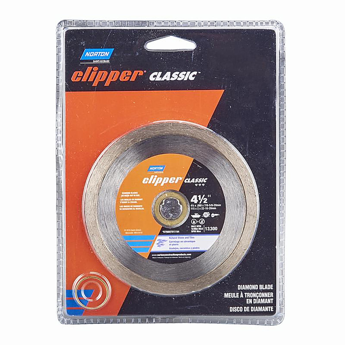 Norton 7660701194 Classic 4-1/2 in. Dia. x 5/8 and 7/8 in. Continuous Rim Diamond Saw Blade 1/Pack
