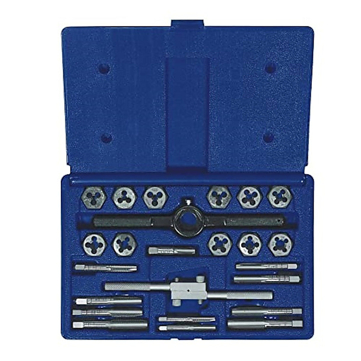 Irwin 24614 Hanson High Carbon Steel SAE Tap and Die Set 1/4 -20NC, 1/4-20NF, 5/16-8NC, 5/16-24NF, 3/8-16NC