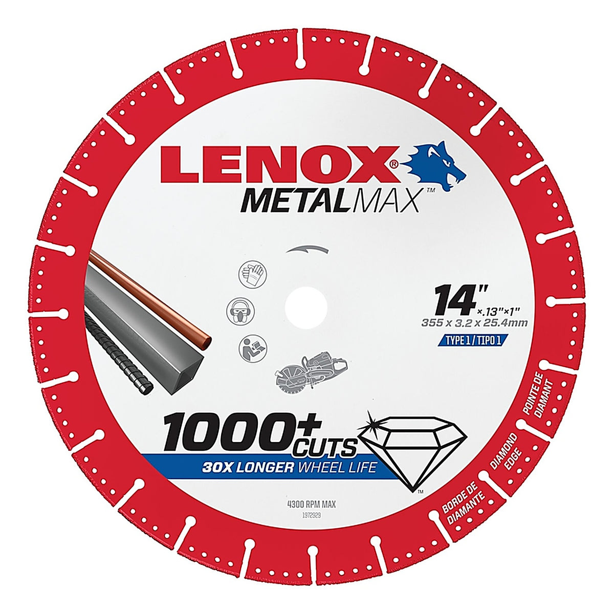 Lenox 1972932 MetalMax 14 in. Dia. x 1 in. Diamond/Metal Metal Cut-Off Blade 1/pc.