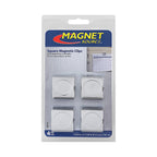 Master Magnetics 8018 1.125 in. Metal Square Magnetic Clips 5 lb. pull 3.4 MGOe Silver 4/pc.