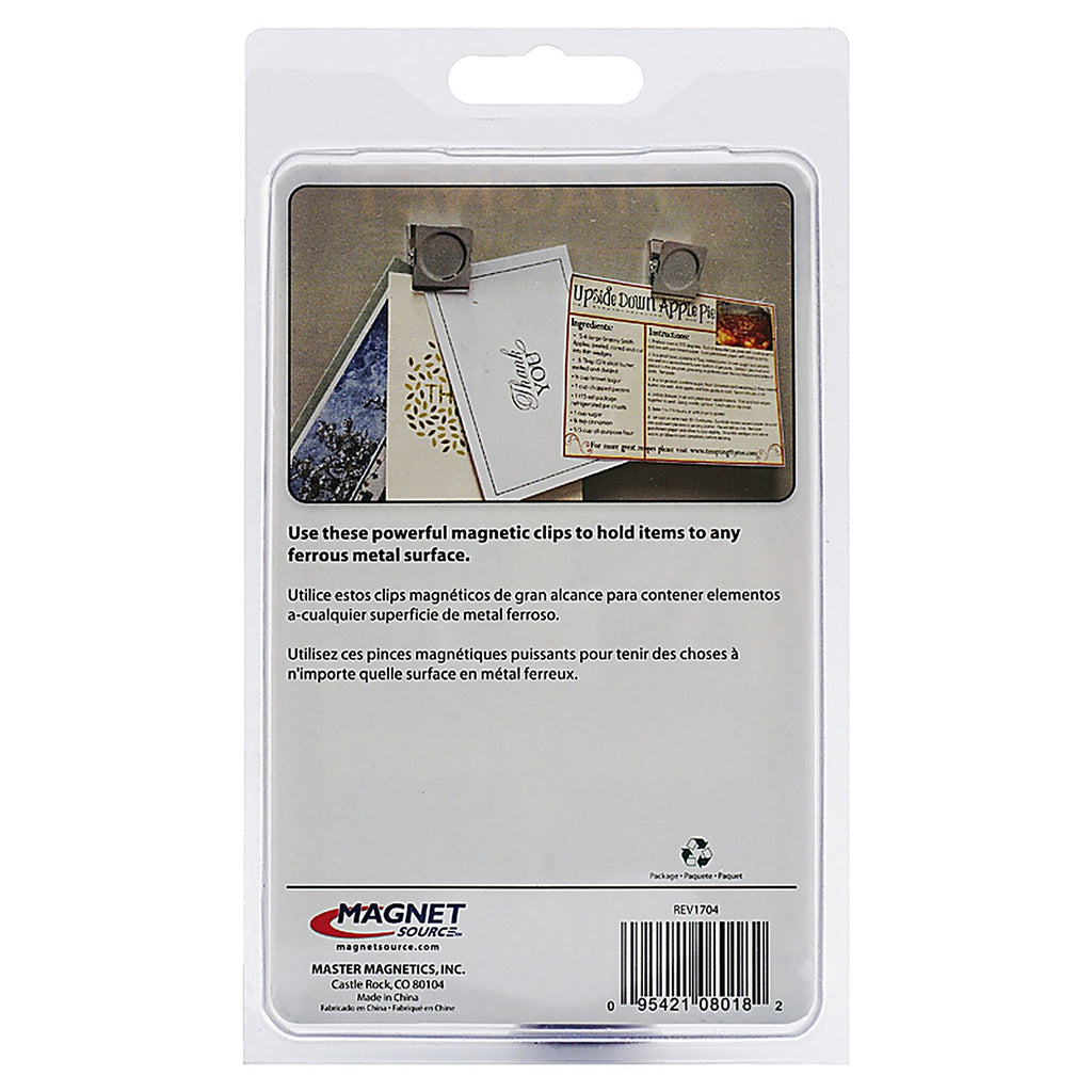 Master Magnetics 8018 1.125 in. Metal Square Magnetic Clips 5 lb. pull 3.4 MGOe Silver 4/pc.