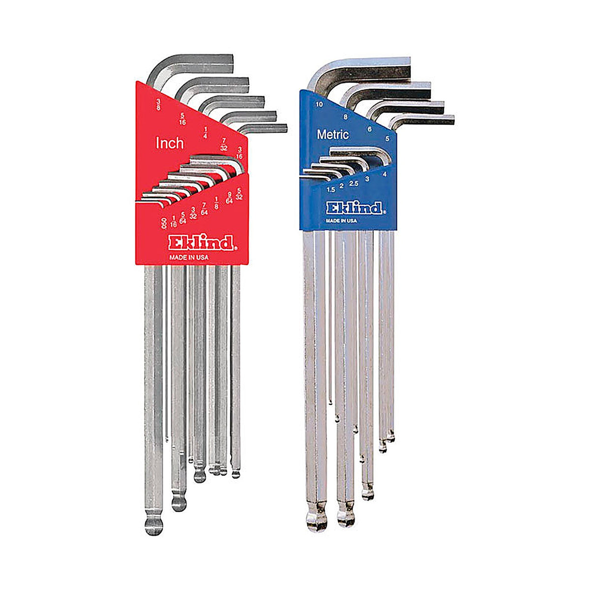 Eklind Tool 17322 Bright-Ball-Hex-L Assorted Metric and SAE Extra Long Ball End Hex Key Set Multi-Size in.