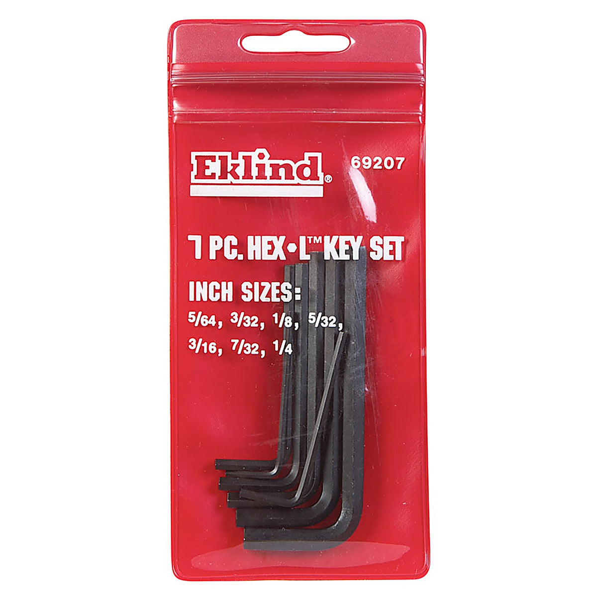 Eklind Tool 69207 Hex-L 5/64" to 1/4" SAE Short Arm Hex L-Key Set Multi-Size in. 7/pc.