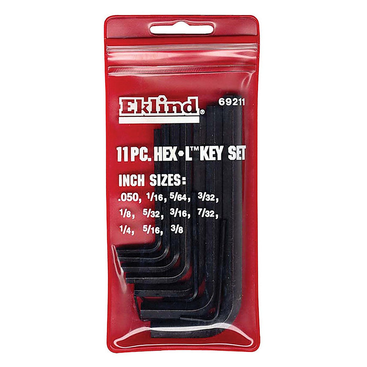 Eklind Tool 69211 Hex-L .050" to 3/8" SAE Short Arm Hex L-Key Set Multi-Size in. 11/pc.