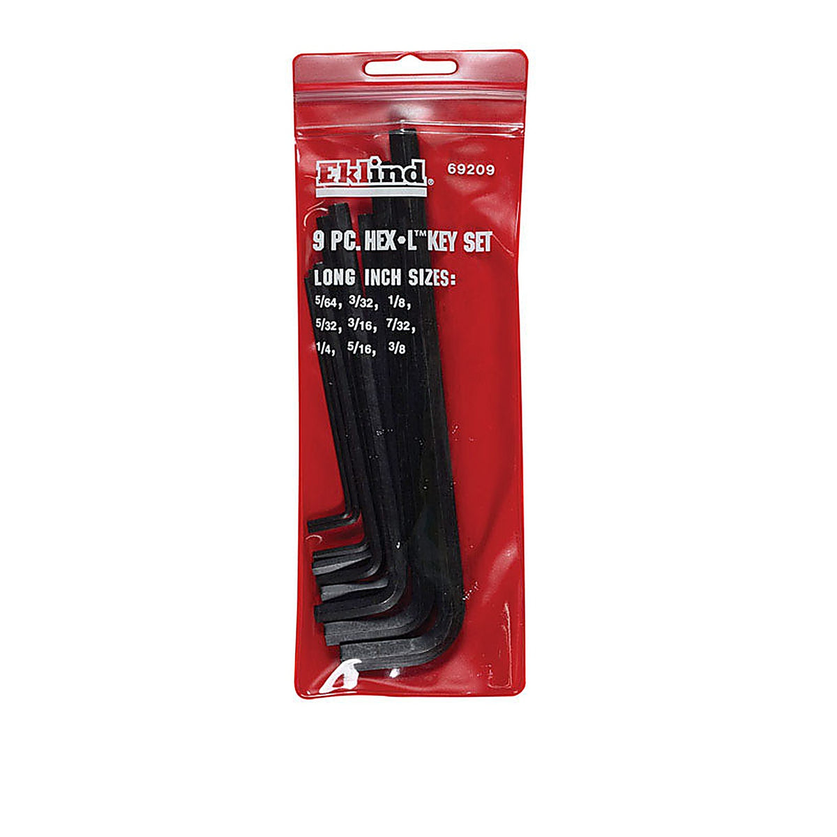 Eklind Tool 69209 Hex-L 5/64" to 3/8" SAE Long Arm Hex L-Key Set Multi-Size in. 9/pc.