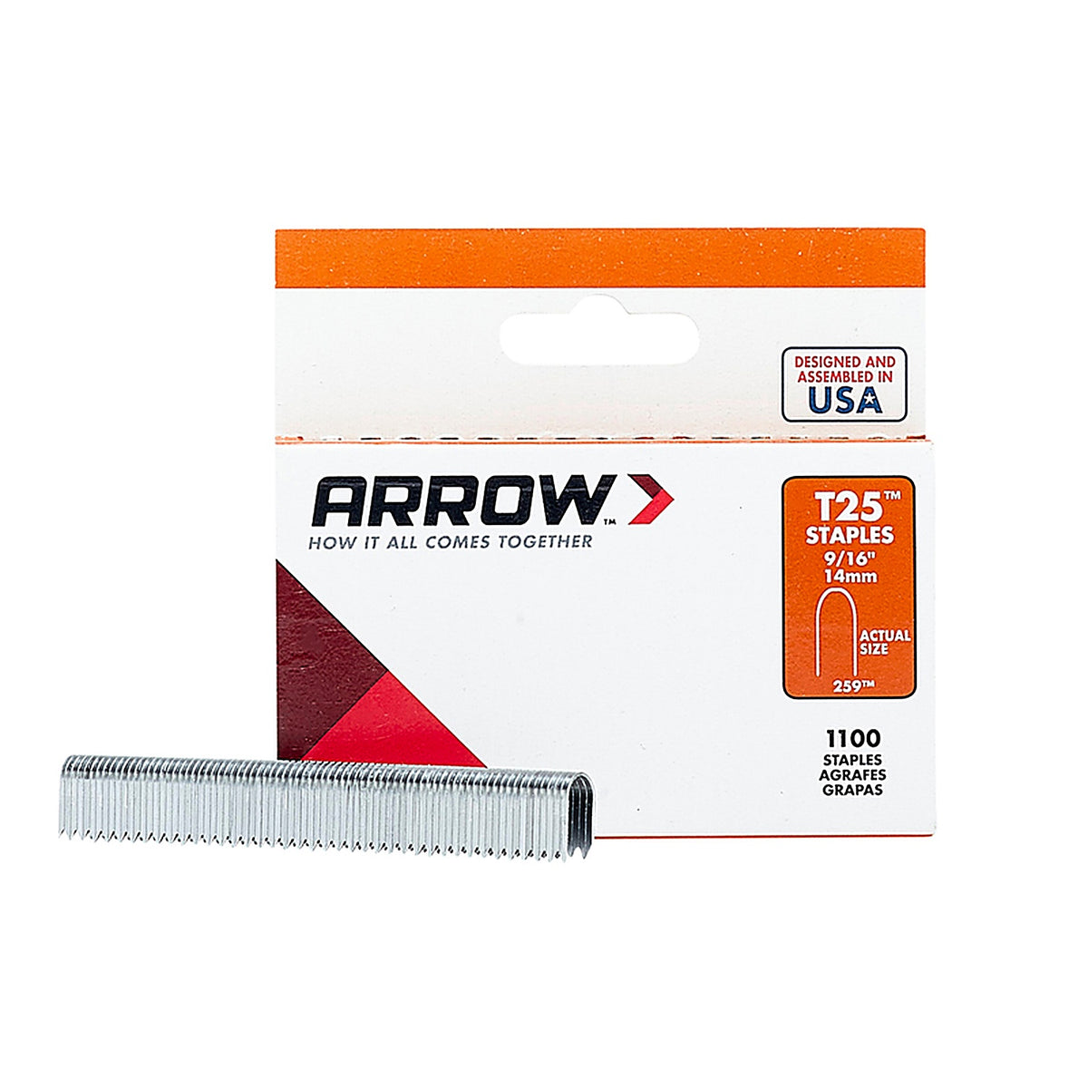 Arrow Fastener 259 T25 1/4 in. W x 9/16 in. L 18 Ga. Round Crown Wire Staples 1100/Pack