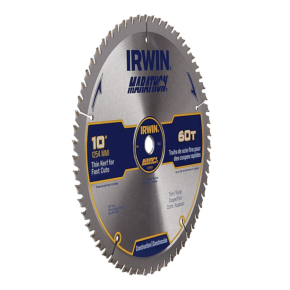 Irwin 14074 Marathon 10 in. Dia. x 5/8 in. Carbide Miter and Table Saw Blade 60 teeth 1/Pack