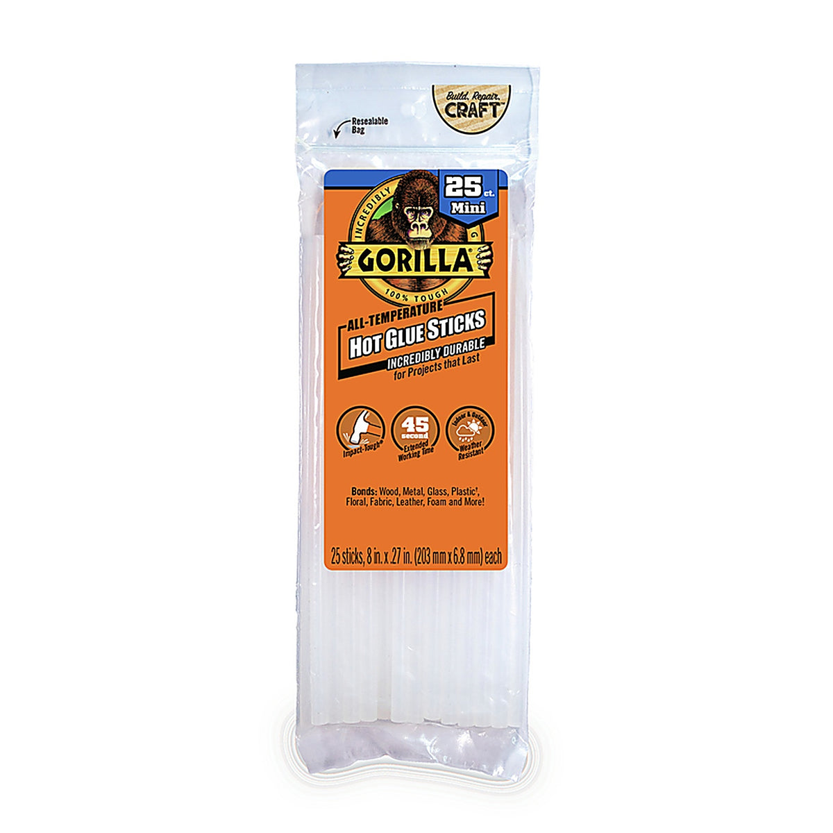 Gorilla 3022502 Mini High Strength Hot Glue Sticks 25/pc.
