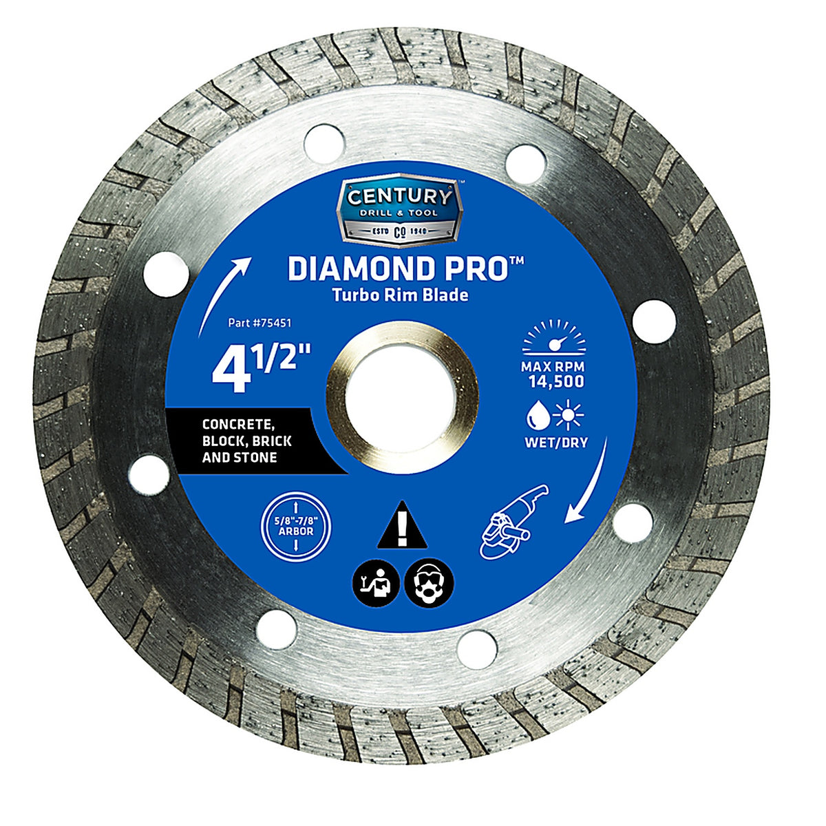Century Drill & Tool 75451 4-1/2 in. Dia. Diamond Turbo Diamond Saw Blade