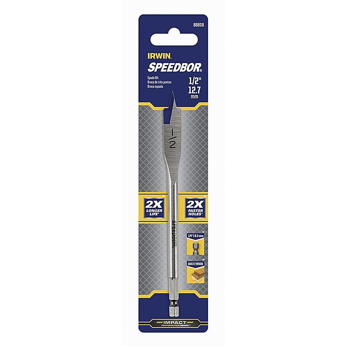 Irwin 88808 Speedbor 1/2 in. x 6 in. L Carbon Steel Wood Boring Bit 1/pc.