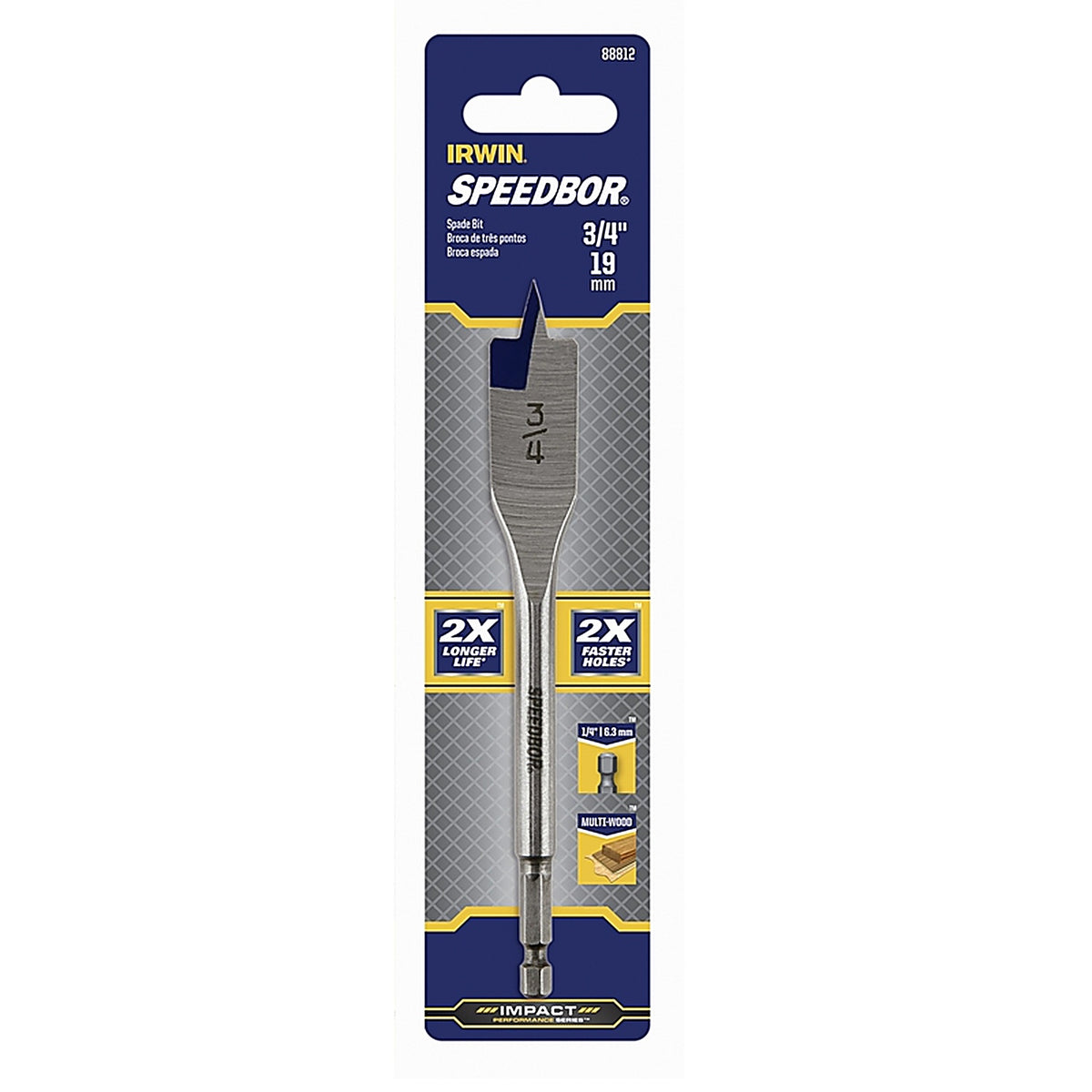 Irwin 88812 Speedbor 3/4 in. x 6 in. L Carbon Steel Wood Boring Bit 1/pc.