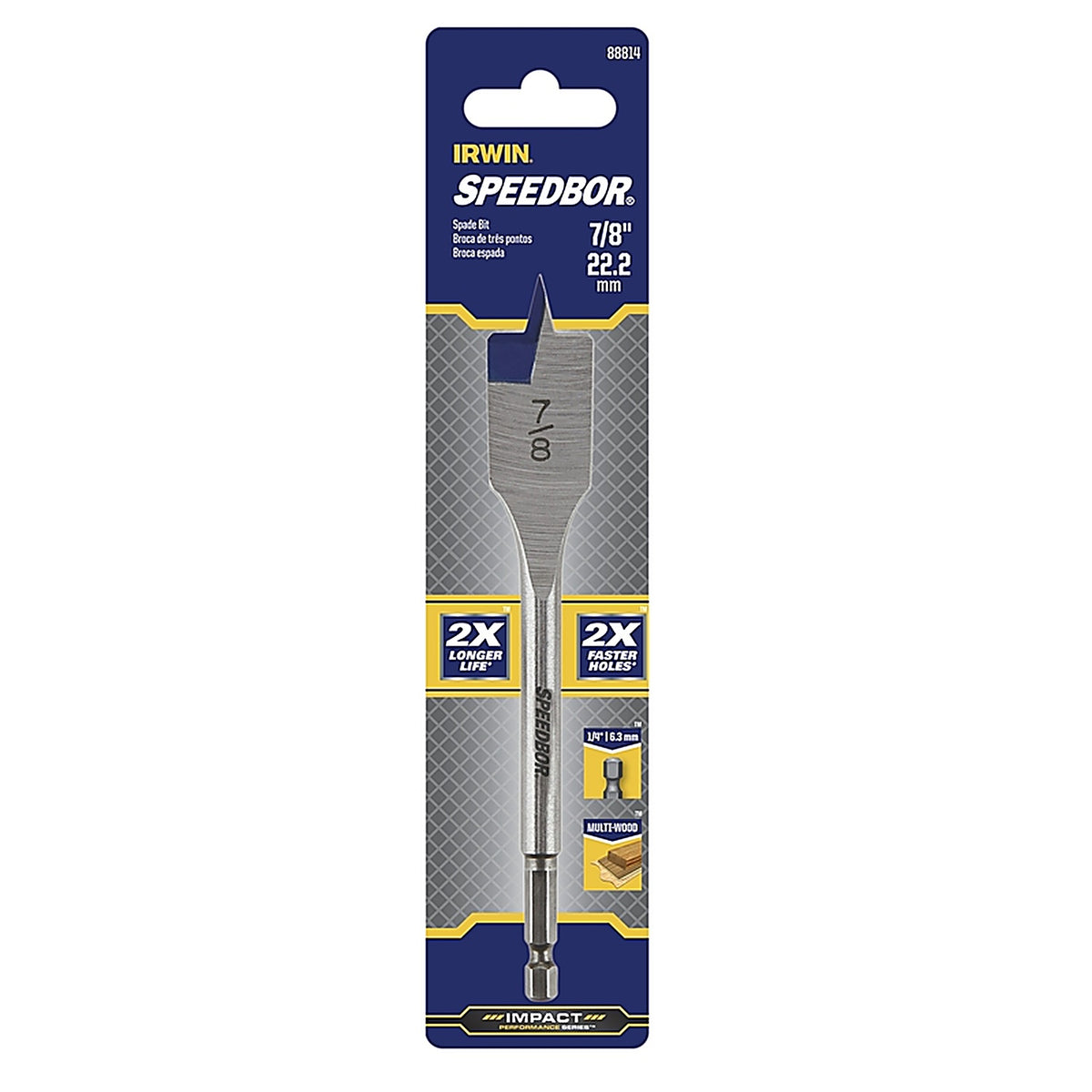 Irwin 88814 Speedbor 7/8 in. x 6 in. L Carbon Steel Wood Boring Bit 1/pc.
