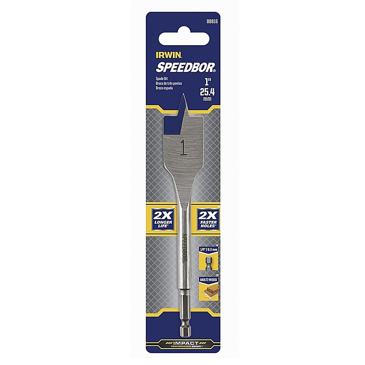 Irwin 88816 Speedbor 1 in. x 6 in. L Carbon Steel Wood Boring Bit 1/pc.