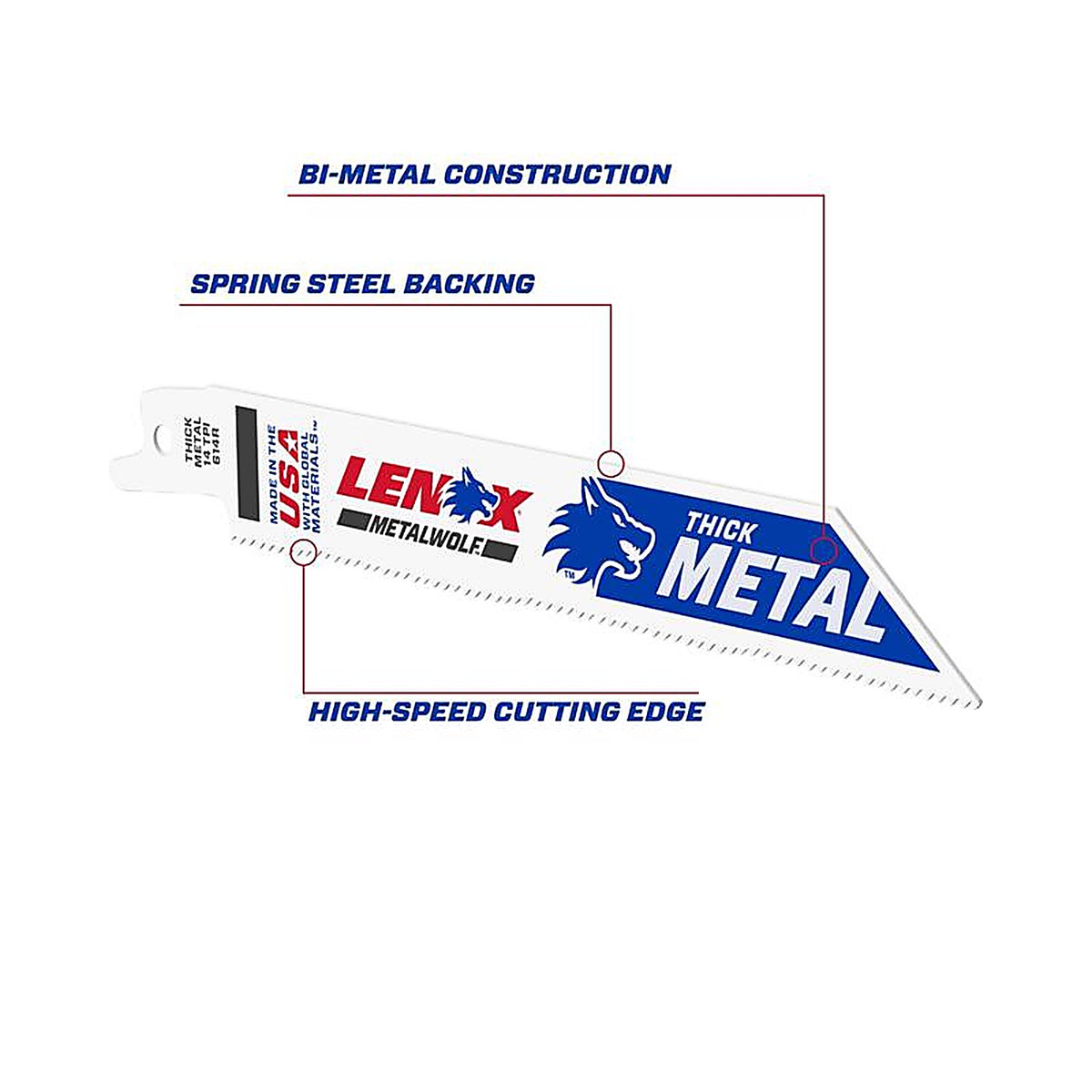 Lenox 20565S614R 6 in. Bi-Metal Reciprocating Saw Blade 14 TPI 1/Pack