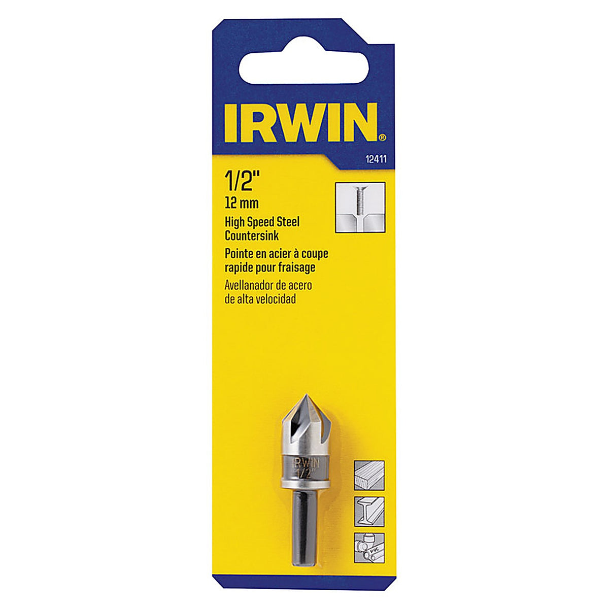 Irwin 12411 1/2 in. Dia. High Speed Steel Countersink 1/pc.