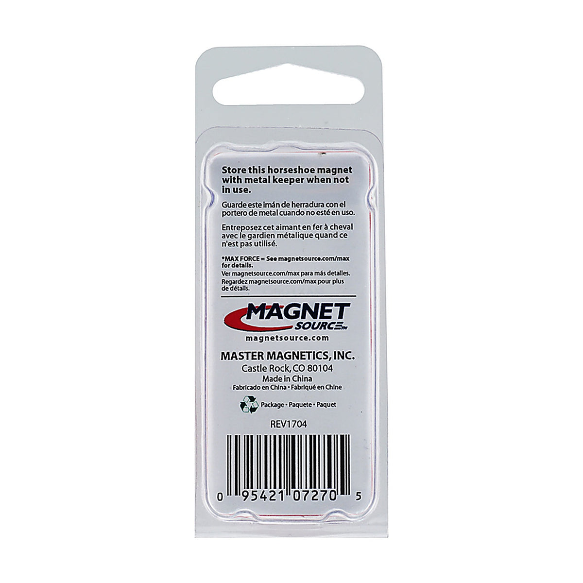 Master Magnetics 7270 1.18 in. Alnico Horseshoe Magnet 13 lb. pull 5.5 MGOe Red 1/pc.