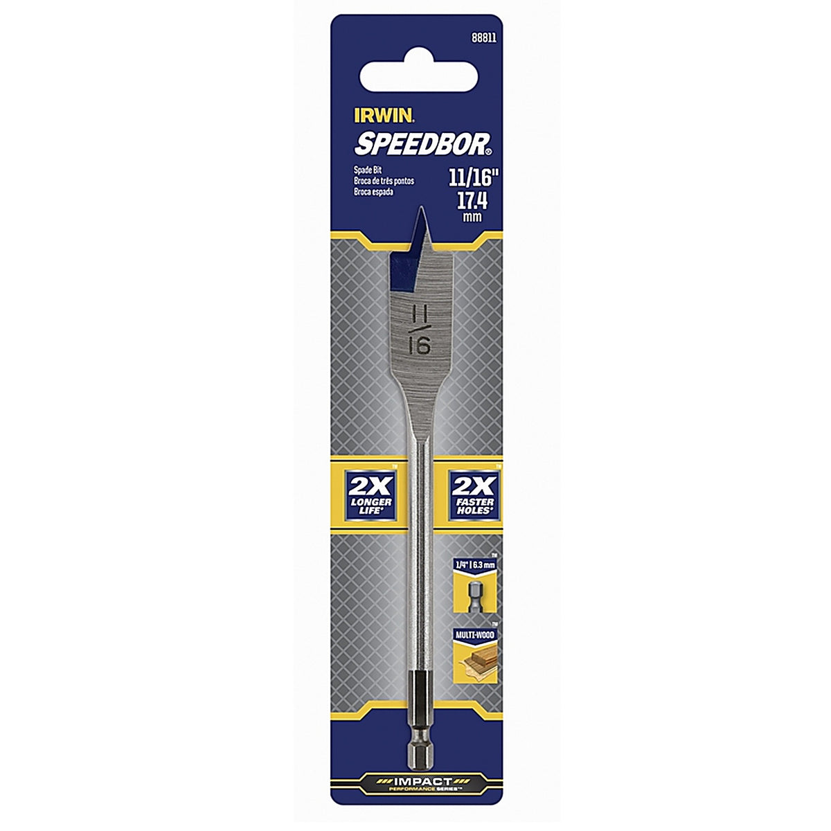 Irwin 88811 Speedbor 11/16 in. x 6 in. L Carbon Steel Wood Boring Bit 1/pc.